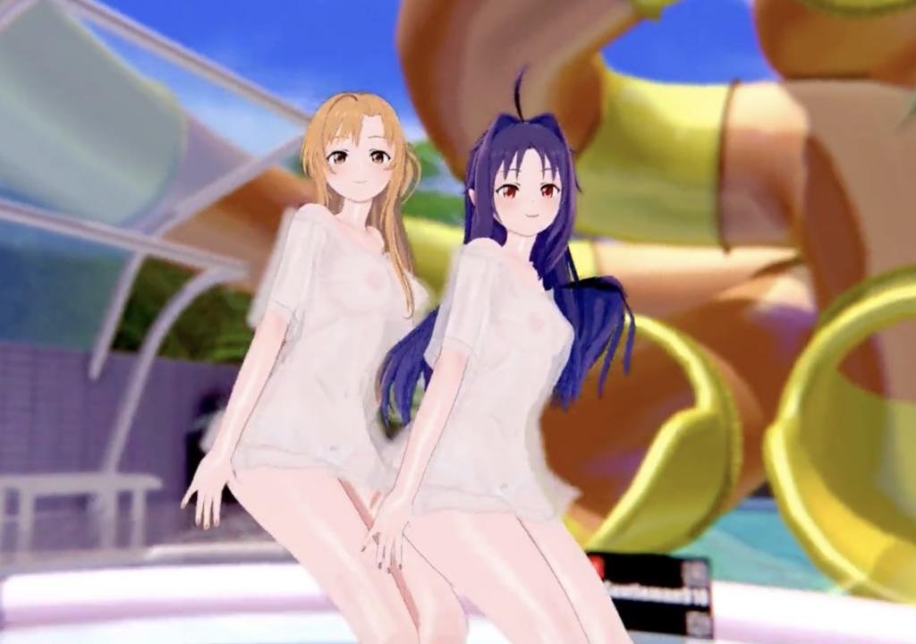 【虚幻引擎巨制】刀剑女神结城明日奈×绀野木绵季 禁忌双人侍奉 3D肌肤震颤的真实性爱模拟 海报